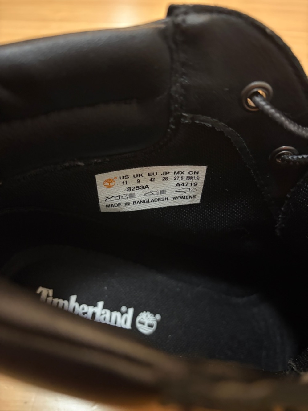 Timberland Amston Womens Size 11 8253A Black Leather Lace Up Wedge Ankle Boot - Picture 5 of 6